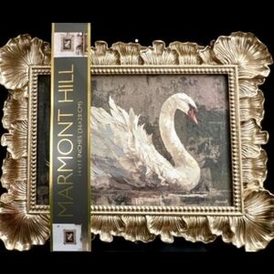 Marmont Hill Swan Wall Art - Gold Frame, Teal & White